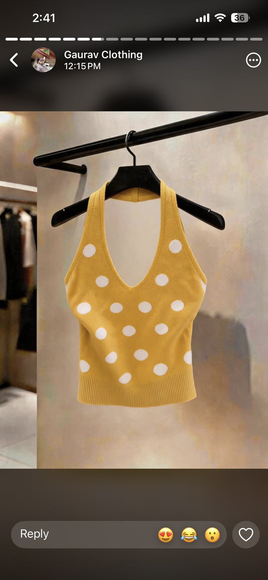 Polka halter neck top