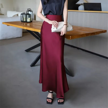 Women's Satin Maxi Skirt | High Waist Elegant Long Skirt
